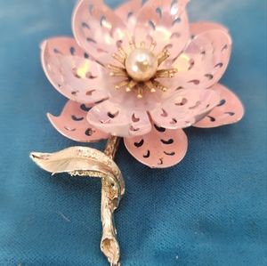 Coro Pink layered Enamel brooch